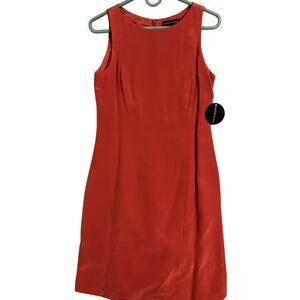 Valerie Dresses Petite Pencil Silk Dress Women's 8 Petite Coral‎ Sleeveless Midi